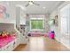 Fun ' bedroom with built-in bunk beds, hardwood floors, and whimsical decor at 15700 Youngblood Rd, Charlotte, NC 28278