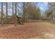 Backyard with a playground, wood fence, and mature trees, providing a fun and safe play area at 3302 Cole Mill Rd, Charlotte, NC 28270