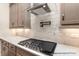 Close up of a chef's kitchen featuring stainless steel stove and decorative backsplash at 4021 Harmattan Dr, Denver, NC 28037
