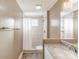 Bathroom with shower stall, granite vanity, and white cabinetry at 1295 Reservation Rd, Rock Hill, SC 29730