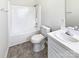 Bathroom with shower, toilet and white vanity at 153 Pattys Pl, Stony Point, NC 28678