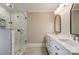 Modern bathroom with double vanity and large shower at 170 Sherwood Cir, Rock Hill, SC 29730