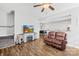 Cozy living room with hardwood floors, fireplace and easy access to the dining area at 425 Webb Rd, Shelby, NC 28152