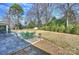 Outdoor patio area featuring stone pavers, comfortable seating, and a lush green lawn at 2100 Sunderland Pl, Charlotte, NC 28211