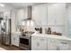 Kitchen features stainless steel appliances, white cabinetry, and a sleek vent hood at 7020 Loso Commons Way, Charlotte, NC 28217