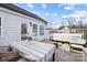 Charming outdoor seating area with dining table, wicker chairs, and a comfortable sofa, perfect for relaxation at 7020 Loso Commons Way, Charlotte, NC 28217
