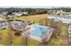 Aerial view of community pool, clubhouse and parking lot at 3553 Calpella Ct, Charlotte, NC 28262