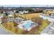 Aerial view of community pool, clubhouse and parking lot at 3553 Calpella Ct, Charlotte, NC 28262