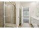 Bright bathroom with shower and vanity with double sinks at 4919 Trigney Ct, Charlotte, NC 28214