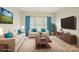 Bright living room staged with modern furniture, large windows, and stylish decor at 4919 Trigney Ct, Charlotte, NC 28214