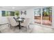 Dining area with views of the deck featuring a modern table and comfortable seating at 608 Picketts Cir, Indian Trail, NC 28079