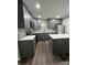 Modern kitchen with gray cabinets, quartz countertops, and stainless steel appliances at 9103 Exbury Ct, Charlotte, NC 28269