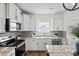 Modern kitchen features white cabinets, stainless steel appliances, granite countertops, and stylish backsplash at 110 Shay Crossing Rd # 1P, Salisbury, NC 28144
