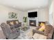 Comfortable living room featuring a fireplace, plush sofas, and a decorative rug at 1111 Fairbrae Ln, Indian Trail, NC 28079