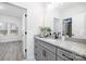 Stylish bathroom with granite countertops, gray cabinetry, and modern fixtures at 120 Random Dr, Salisbury, NC 28147