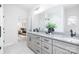 Bathroom featuring double vanity, granite countertops, and a large mirror at 120 Random Dr, Salisbury, NC 28147