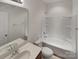 Bright bathroom features a shower-tub combo and a double sink vanity at 1805 Palazzo Dr, Waxhaw, NC 28173
