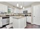 Bright kitchen featuring white cabinets, stainless steel appliances, granite counters, and an island at 3516 Mill Stream Ct, Charlotte, NC 28209