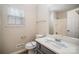 Well-lit bathroom featuring a new vanity, white countertop, and a shower-tub combination at 8137 Sheringham Way, Charlotte, NC 28227