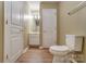 Bathroom with modern vanity with mirror, toilet and a towel bar at 830 Wilcrest Ct, York, SC 29745