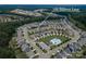 Aerial view of a residential area with a community pool and the property at 108 Hillston Lane at 108 Hillston Ln, Mooresville, NC 28115