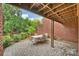 Covered patio with brick walls, paver flooring, and a table with four chairs, ideal for outdoor relaxation at 309 Settlers Ln, Charlotte, NC 28202