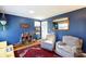 Bright playroom with vibrant blue walls, hardwood floors, and playful decor at 968 Waverly Ave, Rock Hill, SC 29730