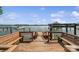 Spacious dock area features seating and clear lake views, perfect for relaxing and enjoying waterfront living at 5580 Crepe Myrtle Rd, York, SC 29745