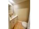 Compact bathroom with a vanity, mirror, and toilet at 7005 Stonington Ln, Charlotte, NC 28227