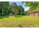 Spacious backyard with mature trees, offering privacy at 711 E John St, Matthews, NC 28105