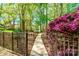 Scenic walking path lined with lush greenery and mature trees, offering a tranquil and picturesque view at 8384 Blades Trl, Denver, NC 28037