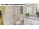 Well-maintained bathroom offering a granite countertop, a shower-tub combo, and modern fixtures at 121 Noah Ln, Troutman, NC 28166