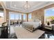 An inviting main bedroom offers a cozy atmosphere, private balcony, and sophisticated decor for relaxation at 19329 Watermark Dr # 551/552, Cornelius, NC 28031