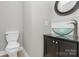 Modern half-bathroom with a unique bowl sink, updated fixtures, and a minimalist design at 2321 Heathershire Ln, Matthews, NC 28105