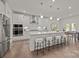 Modern white kitchen with stainless steel appliances, a large island, and pendant lighting at 281 Supernova Dr, York, SC 29745