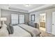 Spacious primary bedroom featuring tray ceilings, double windows and ensuite bath at 8027 Downy Oak Ln, Charlotte, NC 28269