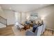 Inviting living room with a neutral color palette, wood floors, and an open layout at 8031 Downy Oak Ln, Charlotte, NC 28269
