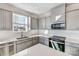 Well lit kitchen with stainless steel appliances, sink, and white tile backsplash at 8039 Downy Oak Ln, Charlotte, NC 28269