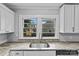 This kitchen sink offers a view of the back yard through the home's windows at 2115 Laburnum Ave, Charlotte, NC 28205