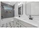 Stylish bathroom with double vanity, modern fixtures, and decorative tile flooring, offering a luxurious feel at 600 Campus St, Charlotte, NC 28216