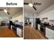 Modern kitchen showcasing stainless steel appliances, white cabinetry, and hardwood flooring after remodeling at 8508 Colgate Cir, Charlotte, NC 28214