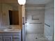 Updated bathroom featuring a modern shower, and vanity with a vessel sink at 1807 Brantley Rd, Kannapolis, NC 28083
