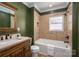 Bathroom featuring a vanity, toilet, and bathtub with tiled walls for a functional space at 939 Dameron Rd, Bessemer City, NC 28016