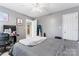 Neutral bedroom with a ceiling fan, desk, and view into a closet at 1511 35Th Ne Ave, Hickory, NC 28601