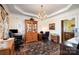Office space featuring a chandelier and built-in cabinetry for storage at 286 Canvasback Rd, Mooresville, NC 28117