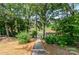 Picturesque wooded path leads to a dock with a boat slip, offering serene waterfront access and views at 431 Island Cove Rd # 86, Norwood, NC 28128