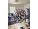 View of kitchen showing an oven, refrigerator and shelving for storage at 642 E Black St, Rock Hill, SC 29730
