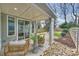 Inviting covered patio with stylish outdoor seating overlooking the landscaped backyard at 3126 Creighton Dr, Charlotte, NC 28205