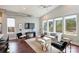 Bright living room boasts modern decor, vaulted ceiling, expansive windows, and an airy, open layout at 3126 Creighton Dr, Charlotte, NC 28205