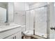 Bathroom with white subway tile shower and glass door at 8720 Acadia Pkwy # 597, Sherrills Ford, NC 28673
